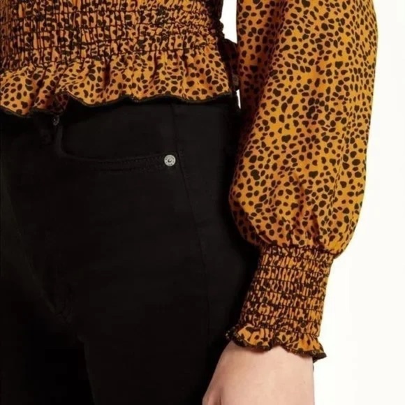 nwt BP SMOCKED SURPLICE TOP BLOUSE LEOPARD PRINT Medium - Picture 4 of 16